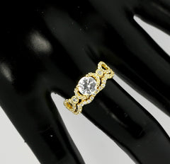 Split Shank Diamond Engagement Ring and Wedding Ring, Unique Wedding Set Design, 6.5 mm "Forever Brilliant" Moissanite Anniversary Ring - FBY11572