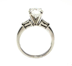 Diamond Engagement Ring, 1 Carat Brilliant Cut LG Diamond & .20 Carat Baguette Diamond, Anniversary - LGDJRER539