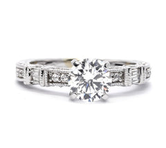 Art Deco Diamond Engagement Ring, With 1 Carat Forever Brilliant Moissanite Center Stone - FB73109ER