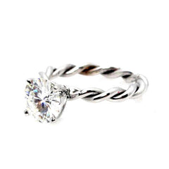 Unique Hand Twisted Cable Rope Engagement Ring and with 1.5 Carat Forever One Moissanite,14k Rose Gold, 14k Yellow Gold, 14k White Gold, Stacking Ring - FB15ROP25ER