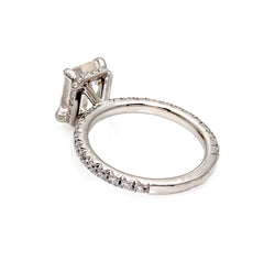 Moissanite Engagement Ring, 8x6 mm (2 Carat) Emerald Cut Forever One Moissanite & .50 Carat Diamond, Anniversary - F1VJS001