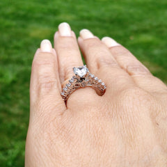 Diamond Engagement Ring Wedding Set, Solitaire With 1 Carat Forever Brilliant Moissanite & 1.0 Carat Diamonds - FB76339