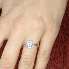 Semi Mount Engagement Ring, Unique Halo Design For 1 Carat (6.5 mm) Center Stone Has .17 Carat Diamonds, Anniversary Ring - Y11657
