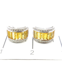 Citrine Gemstone & Diamond Huggie Earrings
