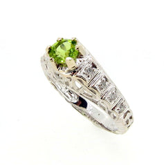 Green Tourmaline Engagement Ring, Cocktail Ring, Gemstone Engagement, Alternative Engagement