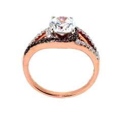 Halo Rose Gold, White & Brown Diamonds, 1 Carat Forever Brilliant Moissanite Center Stone, Engagement Ring - FB94618ER