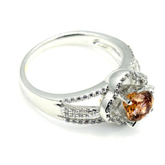 Floating Halo Engagement Ring, 1 Carat Fancy Brown Diamond,  with Diamond Accent Stones, Anniversary Ring - BD73096