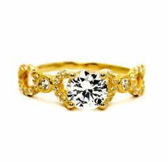 Split Shank Diamond Engagement Ring and Wedding Ring, Unique Wedding Set Design, 6.5 mm "Forever Brilliant" Moissanite Anniversary Ring - FBY11572