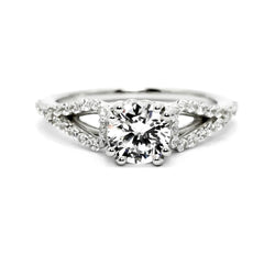 Unique Split Shank Diamond Engagement Ring and Wedding Band Set, Wedding Set, 6.5 mm "Forever Brilliant" Moissanite Anniversary Ring - FBY11574