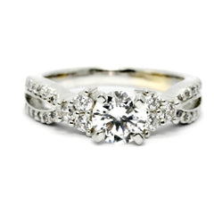 Moissanite Engagement Ring, Unique 1 Carat Forever Brilliant Moissanite Ring, With .65 Carat Of Diamonds, Split Shank Anniversary Ring - FB76301