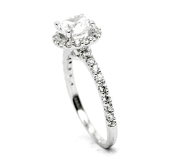 Semi Mount Engagement Ring, Unique Floating Halo For 1 Carat Center Stone, Has .45 Carat Diamonds, Anniversary Ring - Y11659