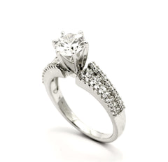 Moissanite Engagement Ring, Unique Solitaire With 6.5 mm Forever Brilliant Moissanite & .64 Carat Diamonds, Anniversary Ring - FBY11603