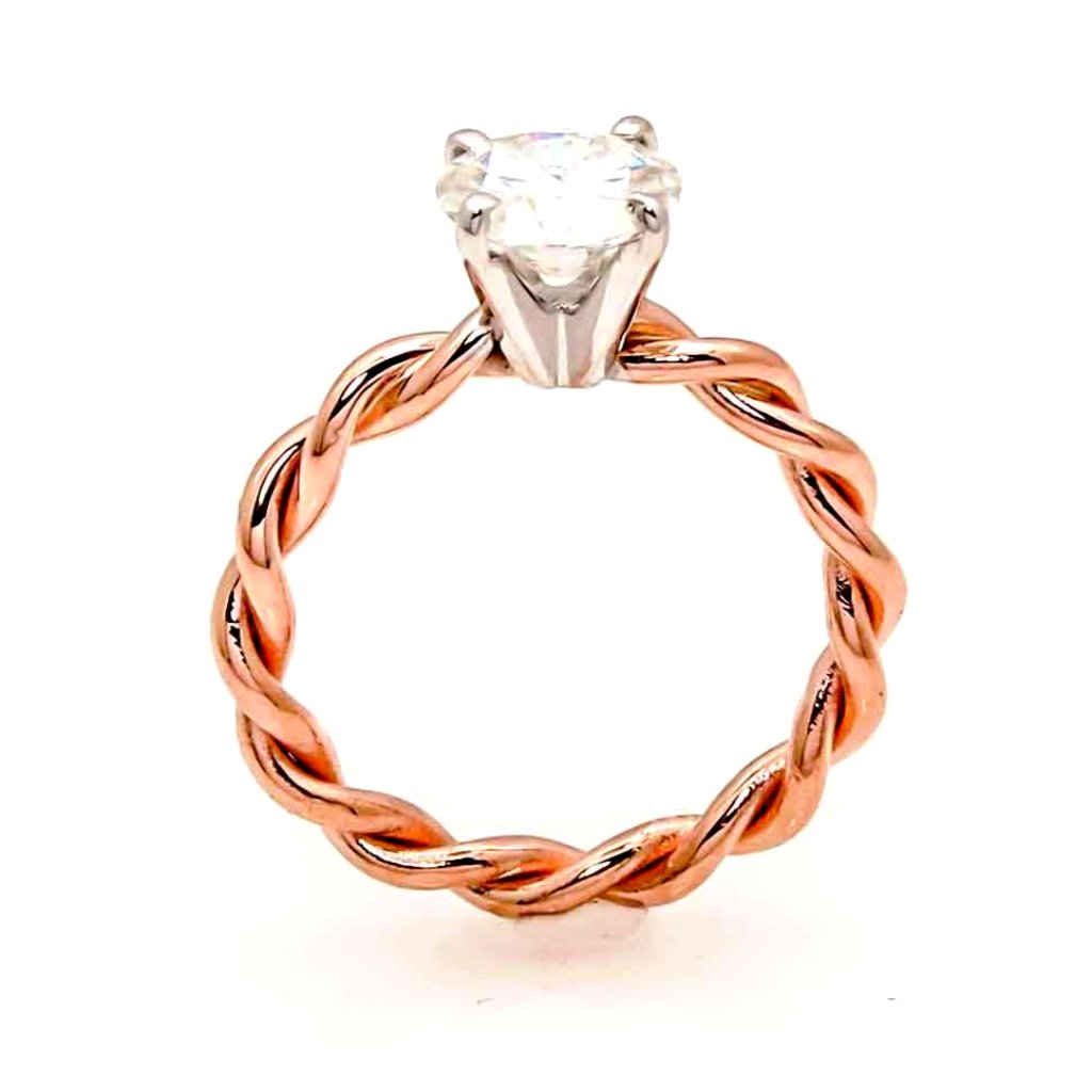 Unique Hand Twisted Cable Rope Engagement/Wedding Set, Semi Mount, Ring Setting, For 1 Carat Center Stone, 14k Rose Gold, 14k Yellow Gold, 14k White Gold, Stacking Ring, Wedding Set - ROP25
