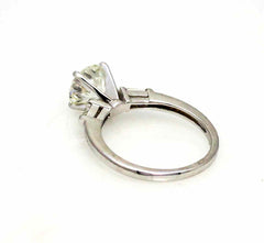 Moissanite Engagement Ring, With Unique 2 Carat Brilliant Cut Forever One Moissanite & .20 Carat Baguette Diamond, Anniversary - FO2JRER539