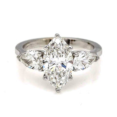 1 Carat Marquise Cut NEO Moissanite Engagement Ring With 2 Pear Shaped NEO Moissanites On The Sides - NEOMQ3SR
