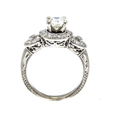 Triple Halo 1 Carat Moissanite Engagement Ring, With .50 Carat Diamonds, Anniversary Ring - FB85024