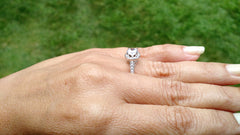 1 Carat Moissanite Center Stone, .55 Carat Diamonds Accent Stones, Unique Halo Engagement Ring, Anniversary Ring - FB85036