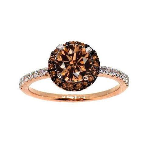 1 Carat Fancy Brown  Smoky Quartz, White & Fancy Brown Diamond, Floating Rose Gold Engagement Ring, Solitaire, Anniversary Ring - SQ94639