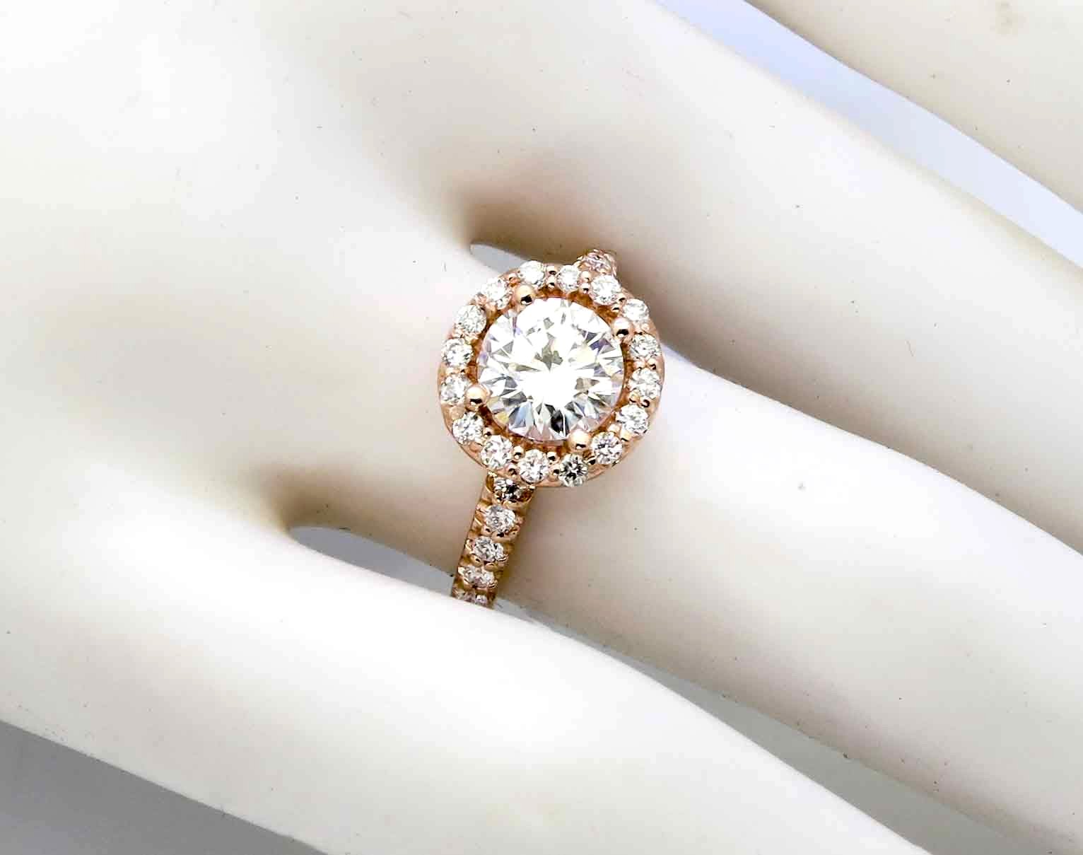 Moissanite Engagement Ring, Unique Floating Halo With 1 Carat Forever One Moissanite & .5 Carat Diamonds, Anniversary Ring - F1BS-340E