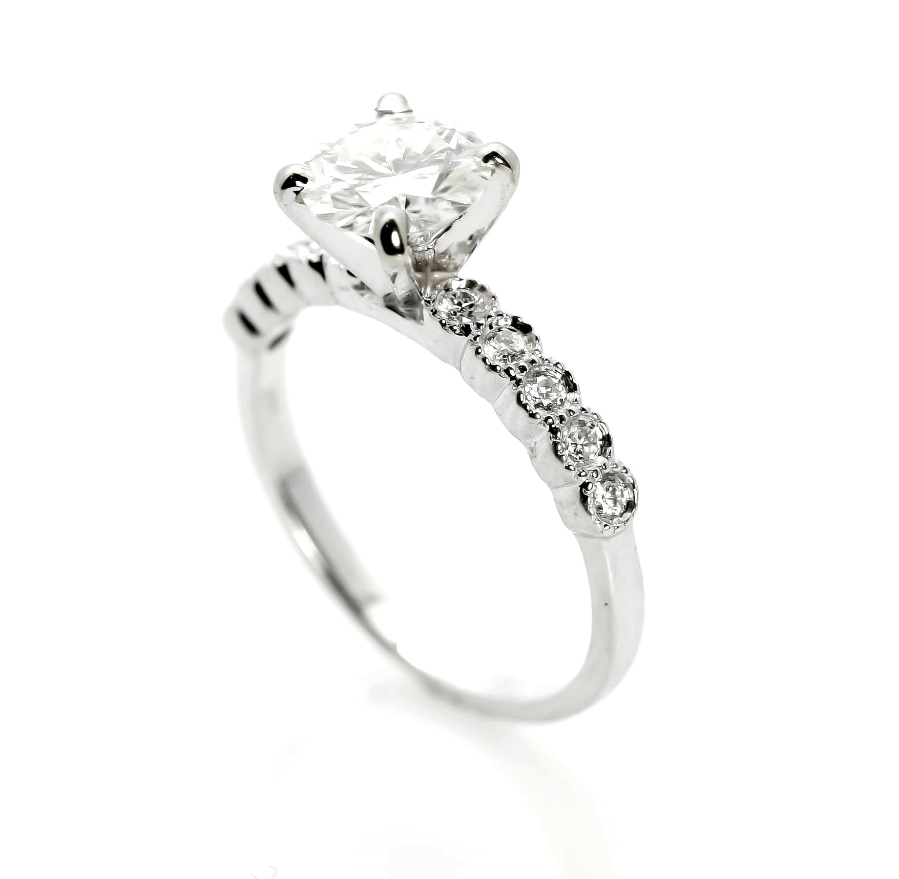 Diamond Engagement Ring and Wedding Band Set,  Bridal Set, Wedding Set, 1 Carat "Forever Brilliant" Moissanite Anniversary Ring - FB73081