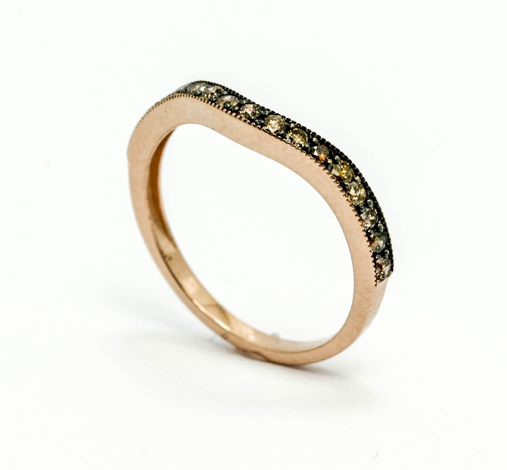 Fancy Brown Diamond Engagement Ring, Unique 1 Carat Floating Halo Rose Gold, White & Fancy Color Brown Diamonds - BD94641
