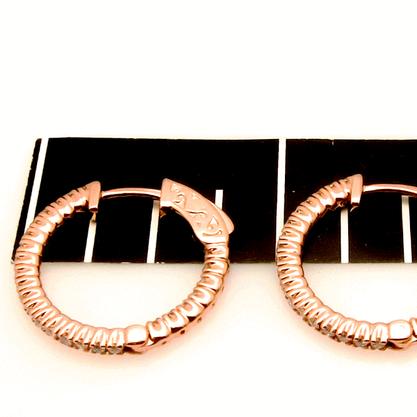 14k Gold Diamond Hoop Earrings -  JRDHE05