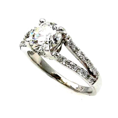 Unique 1.5 Carat Forever One Moissanite Engagement Ring With .5 Carat White Diamonds, Split Shank - FB15JRBS3073ER