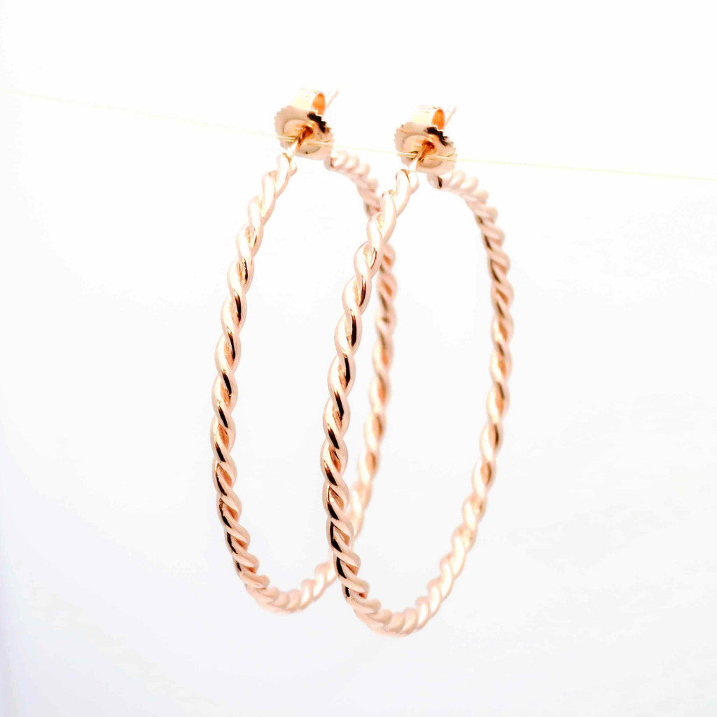 14k Gold Twisted Rope Hoop Earrings, Cable Hoop Earrings - ROPE15