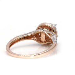 Morganite Engagement Ring, Unique 1 Carat Floating Halo Rose Gold, White & Brown Diamonds, Anniversary Ring MG94613
