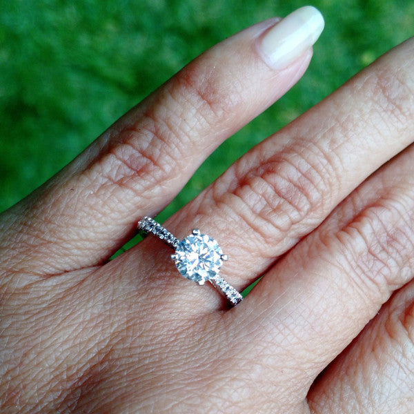 Classic Semi Mount Solitaire Engagement Ring,  For 1 Carat Center Stone With .25 Carat Diamonds, Anniversary Ring - 64113
