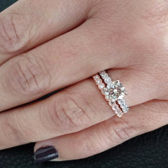 Diamond Engagement Ring Setting and Wedding Band Set,  Bridal Set, Wedding Set, 1 Carat Setting, Semi Mount - 73081