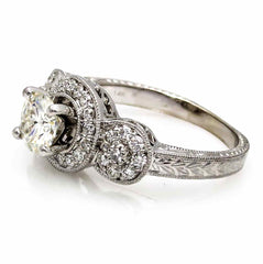 Triple Halo 1 Carat Moissanite Engagement Ring, With .50 Carat Diamonds, Anniversary Ring - FB85024