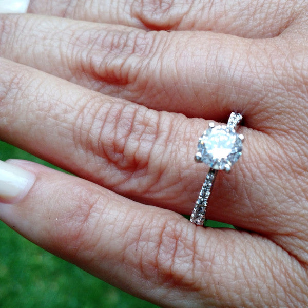 Classic Solitaire Engagement Ring,  With 1 Carat LG Diamond & .25 Carat Diamonds, Anniversary Ring - LGD64113