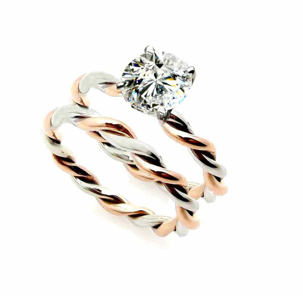 Hand Twisted 14k Cable Rope Engagement Ring Moissanite – mondi.nyc
