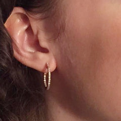 14k Gold Diamond Hoop Earrings -  JRDHE05