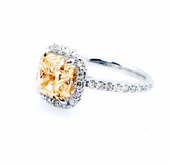 2 Carat Cushion Cut Halo Morganite Engagement Ring, Anniversary Ring - MGV2HER