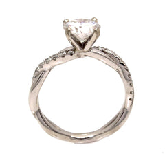 Moissanite Engagement Ring, Unique Solitaire 1 Carat Forever One Moissanite Center Stone & Diamonds Side Stones - F1GATM1231ER