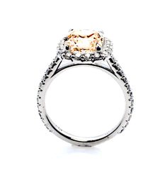 2 Carat Cushion Cut Halo Morganite Engagement Ring, Anniversary Ring - MGV2HER