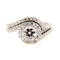 1 Carat Unique Floating Halo Forever Brilliant Moissanite Engagement/Wedding Set, with .66 Carat Diamonds, Anniversary Ring - FBY11354