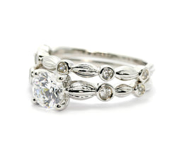 Semi Mount Engagement Ring, Unique Solitaire For 1 Carat  Center Stone & .13 Carat Diamonds, Anniversary Ring - Y11670SE