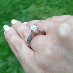 Diamond Engagement Ring With 1 Carat  "Forever Brilliant" Moissanite And 0.75 Carats Of Diamonds, Anniversary Ring - FB73764