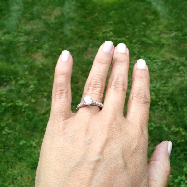 Solitaire Engagement Ring with 1 Carat Forever Brilliant Moissanite & .75 Carat Diamonds - FB73765