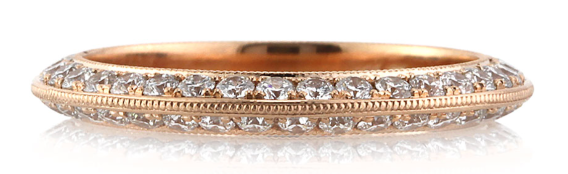 Special Order For Cherie: Diamond Wedding Band,14k Rose Gold With White Diamonds