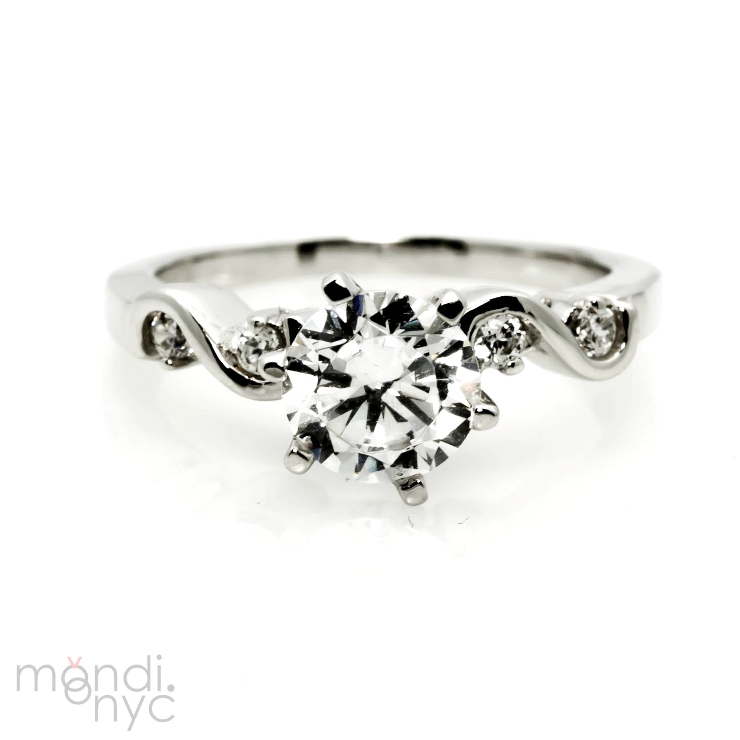 Classic Solitaire Semi Mount Engagement Ring,  For 1 Carat Center Stone With .26 Carat Diamonds, Anniversary Ring - Y11240