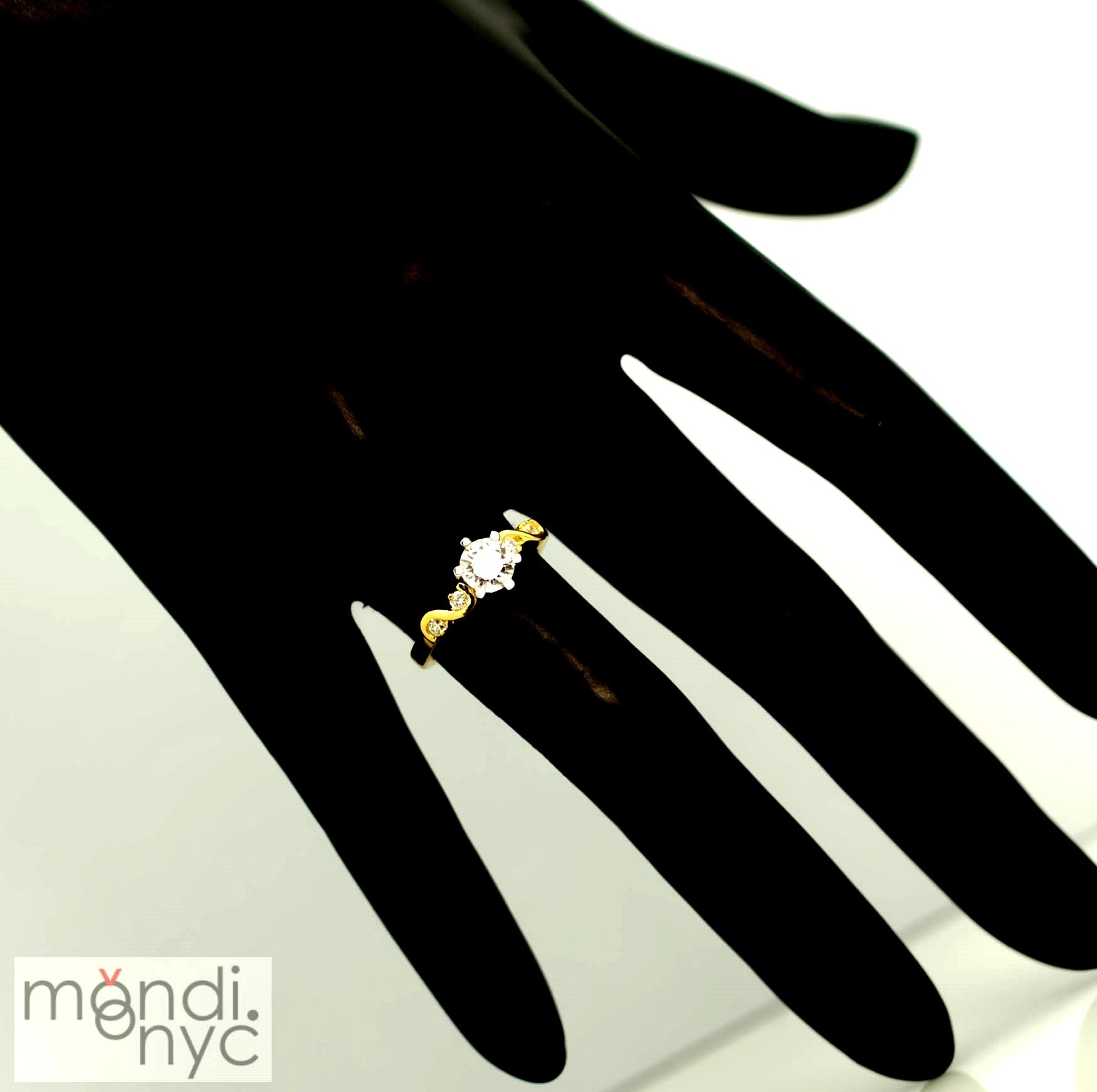 Classic Solitaire Diamond Engagement Ring,  With 1 Carat Round Diamond & .26 Carat Diamonds, Anniversary Ring - WDY11240