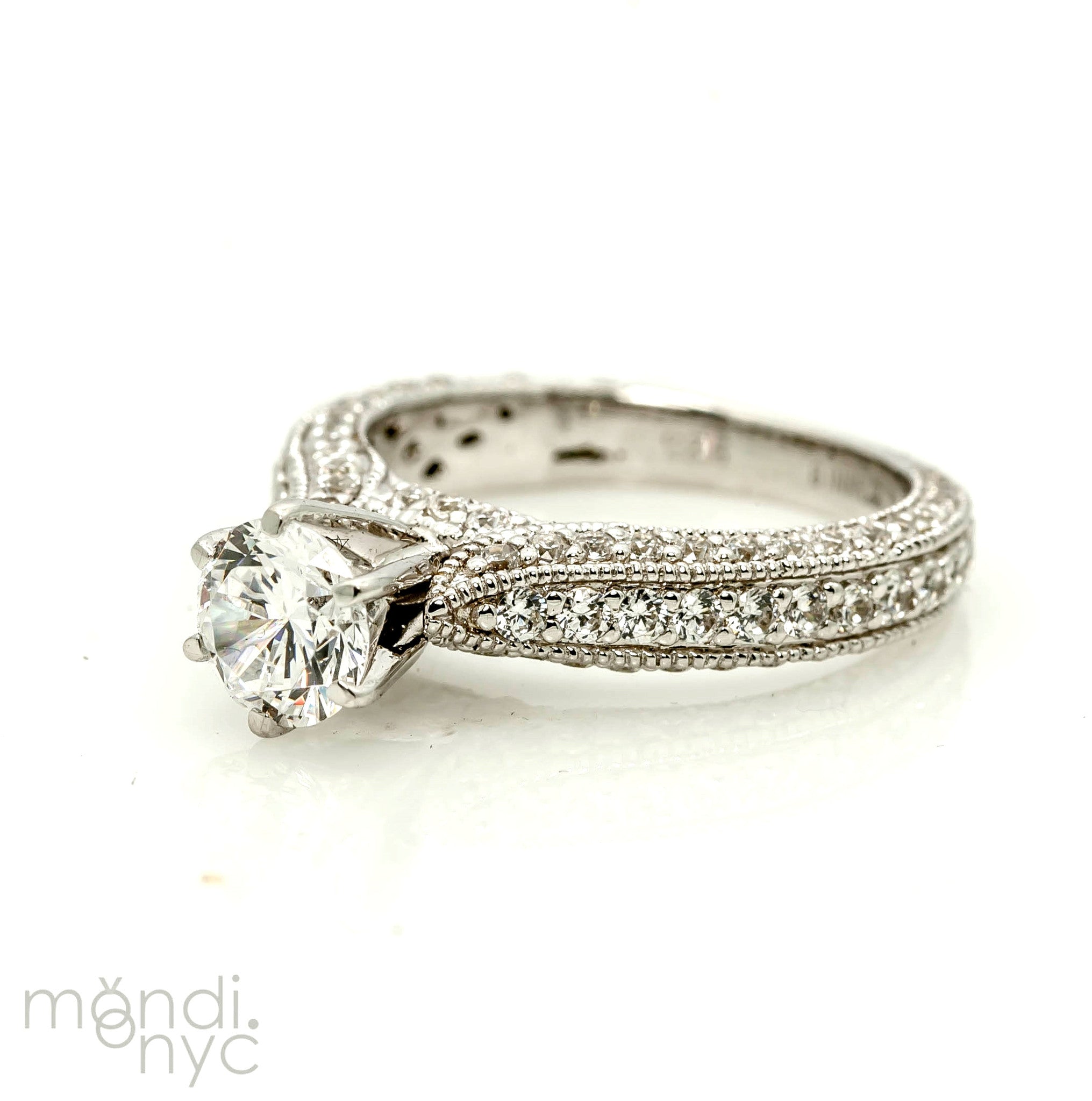 Semi Mount, Art Deco Style Engagement Ring, For 1 Carat Center Stone, With 1.07 Carat Of Diamonds, Anniversary Ring - Y11302