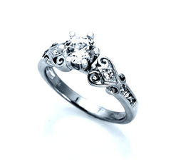 Antique Vintage Design Diamond Engagement Ring, Unique Solitaire 1 Carat Diamond Center Stone & .26 Carat Diamonds, Anniversary Ring - WDY11359