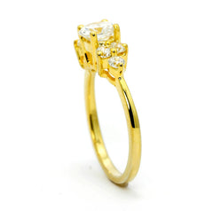 Moissanite Engagement Ring, Unique 1 Carat (6.5 mm)  Forever One / Brilliant Moissanite Center Stone & .34 Carat Diamonds, Anniversary Ring - FBY11602