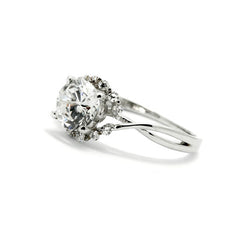 Diamond Engagement Ring, Unique Halo Design With 1 Carat (6.5 mm) LG Diamond & .17 Carat Diamonds, Anniversary Ring - LGDY11657