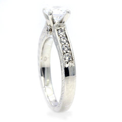 Moissanite Engagement Ring, Unique Solitaire 1 Carat Forever Brilliant Moissanite & .35 Carat Diamonds, Anniversary Ring - FB76303